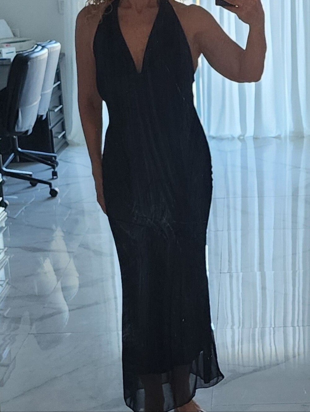 See You Monday Black Halter Maxi Dress